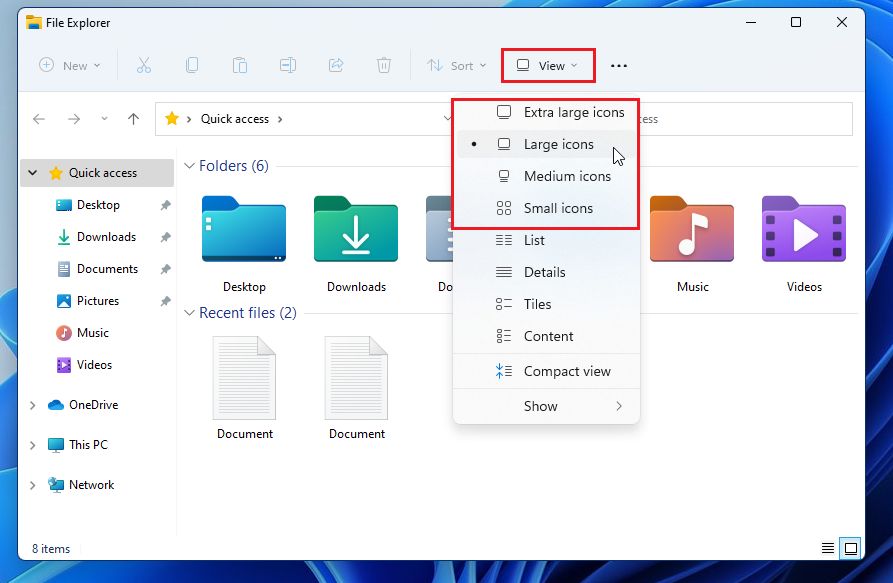 How to Resize Windows 11 Icons - This post shows students and new users steps to resize or 